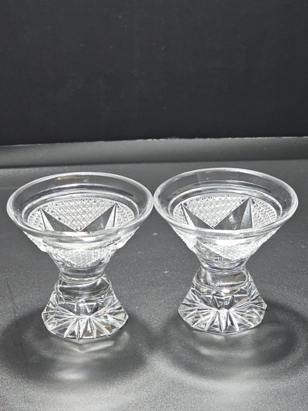 2 Vintage Bohemian Cut Crystal Cordial Glass 2oz Liqueur Stemware Elegant Barwar